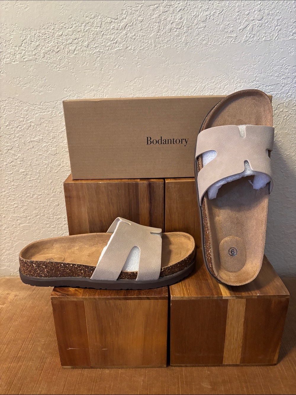 Women's Neutral Cork Slide Sandals - - Picture 3 of 4